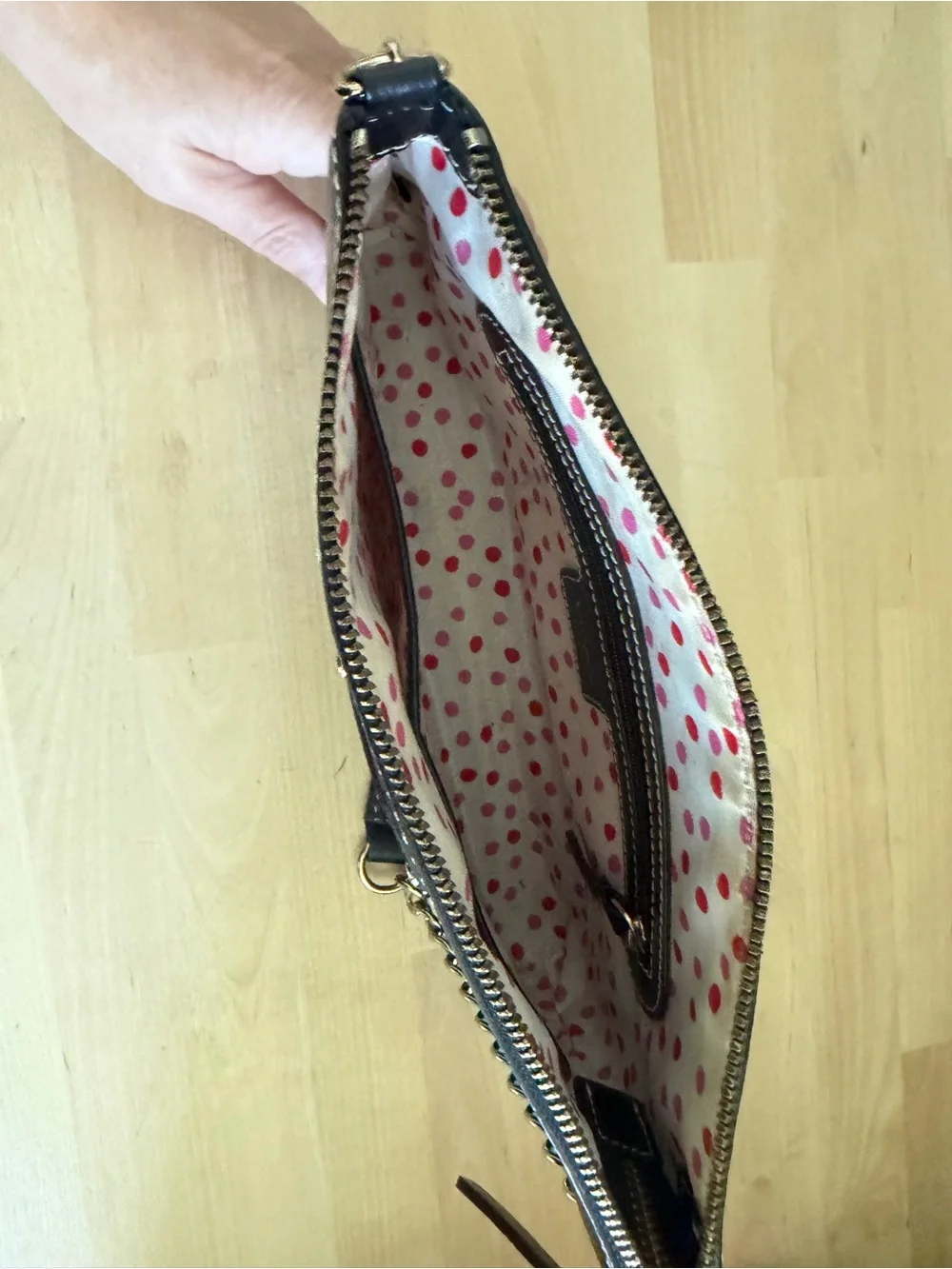 kate spade Black Leather Chain-Handle Wristlet